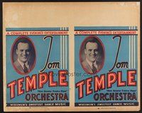 1s050 TOM TEMPLE ORCHESTRA uncut sheet of 2 WCs '30s Wisconsin's sweetest dance music!