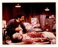1t307 TOM SAVINI signed color 8x10 REPRO still '80s cool candid doing the makeup on a dead body!