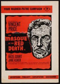 1t131 MASQUE OF THE RED DEATH English pressbook '64 cool montage art of Vincent Price!