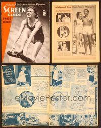 1t195 SCREEN GUIDE PHOTO-PARADE magazine August 1937 Ginger Rogers in a special bathing suit issue!