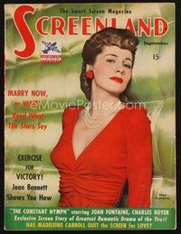 1t204 SCREENLAND magazine September 1942 close up of sexy Joan Fontaine in The Constant Nymph!