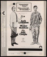 1t140 ODD COUPLE pressbook '68 art of best friends Walter Matthau & Jack Lemmon by Robert McGinnis!