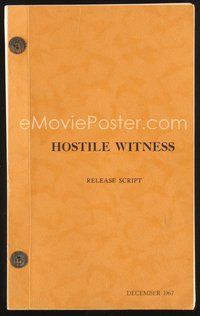 1t232 HOSTILE WITNESS release script December 1967, screenplay by Jack Roffey!