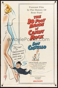 1w008 30 FOOT BRIDE OF CANDY ROCK 1sh '59 great art of Costello, a science-friction masterpiece!