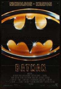 1w074 BATMAN 1sh '89 Michael Keaton, Jack Nicholson, directed by Tim Burton!
