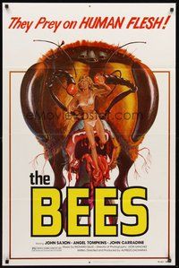 1w081 BEES 1sh '78 John Saxon, Angel Tompkins, giant killer bee & sexy girl artwork by Kollar!