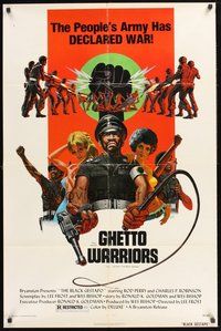 1w100 BLACK GESTAPO 1sh '75 Ghetto Warriors, the people's army has declared war!