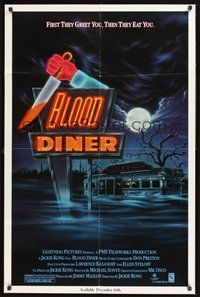 1w110 BLOOD DINER video poster '87 Jackie Kong directed, great Morrison horror art!