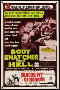 1w122 BODY SNATCHER FROM HELL/BLOODY PIT OF HORROR 1sh '70s two shockers of unbelievable horror!