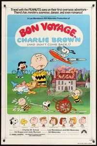 1w125 BON VOYAGE CHARLIE BROWN 1sh '80 Peanuts, Snoopy, Charles M. Schulz art!