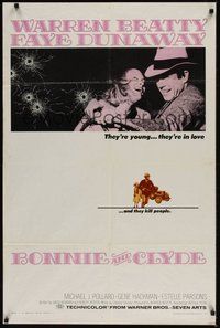 1w126 BONNIE & CLYDE 1sh '67 notorious crime duo Warren Beatty & Faye Dunaway!