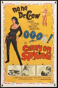 1w165 CARRY ON SPYING 1sh '64 sexy English spy spoof, here come seceret agents 000h!