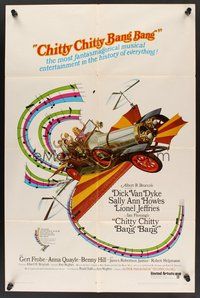 1w181 CHITTY CHITTY BANG BANG 1sh '69 Dick Van Dyke, Sally Ann Howes, artwork of wild flying car!
