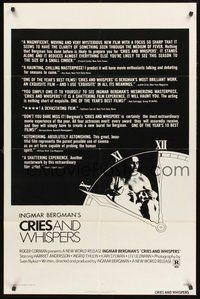 1w205 CRIES & WHISPERS 1sh '73 Bergman's Viskningar och Rop, Harriet Andersson, Ingrid Thulin!