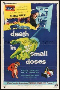 1w228 DEATH IN SMALL DOSES 1sh '57 the rough tough guys and dolls who get their kicks from Benny!