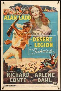 1w235 DESERT LEGION 1sh '53 art of Alan Ladd in the French Foreign Legion & sexy Arlene Dahl!
