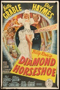 1w241 DIAMOND HORSESHOE 1sh '45 sexiest image of dancer Betty Grable in skimpy outfit!