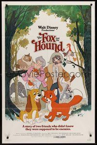 1w330 FOX & THE HOUND 1sh '81 two friends who didn't know they were supposed to be enemies!