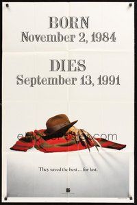 1w331 FREDDY'S DEAD style A teaser 1sh '91 cool image of Krueger's sweater, hat, and claws!