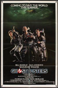 1w350 GHOSTBUSTERS advance 1sh '84 Bill Murray, Aykroyd & Harold Ramis are here to save the world!