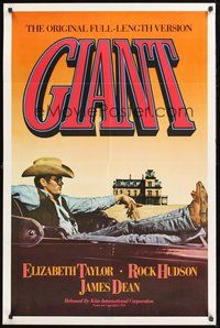 1w352 GIANT 1sh R83 best image of James Dean reclined in car, directed by George Stevens