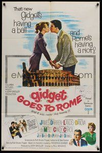 1w353 GIDGET GOES TO ROME 1sh '63 James Darren & Cindy Carol by Italy's Colisseum!