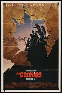 1w365 GOONIES 1sh '85 Josh Brolin, teen adventure classic, cool treasure map style!