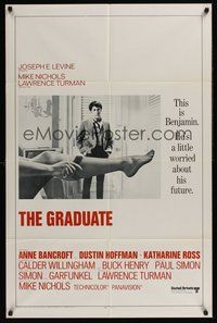 1w367 GRADUATE int'l 1sh '68 classic image of Dustin Hoffman & Anne Bancroft's sexy leg!