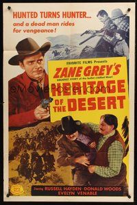 1w402 HERITAGE OF THE DESERT 1sh R50 Zane Grey, Donald Woods, Evelyn Venable, Russell Hayden