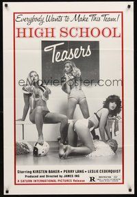 1w406 HIGH SCHOOL TEASERS 1sh '81 sexy cheerleaders in football pads!