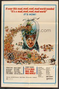 1w460 IT'S A MAD, MAD, MAD, MAD WORLD 1sh R70 great wacky art of entire cast by Jack Davis!