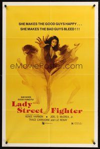 1w492 LADY STREET FIGHTER 1sh '85 she makes the good guys happy & she makes the bad guys bleed!