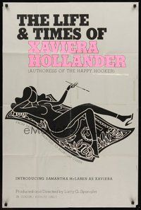 1w513 LIFE & TIMES OF XAVIERA HOLLANDER 1sh '74 sexy art of smoking naked Samantha McLaren!