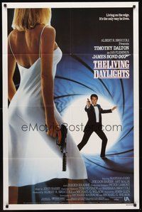 1w521 LIVING DAYLIGHTS int'l 1sh '87 Timothy Dalton as James Bond & sexy Maryam d'Abo with gun!