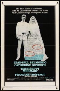 1w618 MISSISSIPPI MERMAID 1sh '70 Francois Truffaut's La Sirene du Mississippi, Belmondo, Deneuve