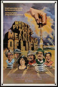 1w628 MONTY PYTHON'S THE MEANING OF LIFE 1sh '83 wacky artwork of the screwy Monty Python cast!