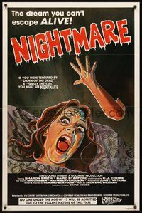 1w654 NIGHTMARE 1sh '81 wild cartoony horror image, the dream you can't escape ALIVE!