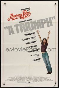 1w660 NORMA RAE style B 1sh '79 Sally Field in the story of a woman with courage to risk everything!