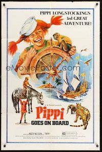 1w693 PIPPI GOES ON BOARD 1sh '75 Har kommer Pippi Langstrump, Inger Nilsson, Smith art!