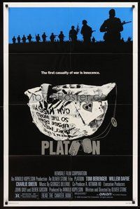 1w699 PLATOON 1sh '86 Oliver Stone, Tom Berenger, Willem Dafoe, Charlie Sheen, Vietnam War!