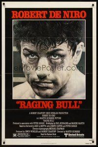 1w723 RAGING BULL 1sh '80 Martin Scorsese, classic close up boxing image of Robert De Niro!