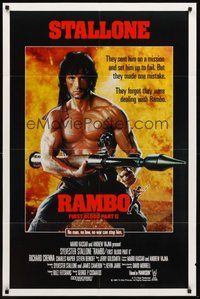 1w728 RAMBO FIRST BLOOD PART II int'l 1sh '85 no man, no law, no war can stop Sylvester Stallone!
