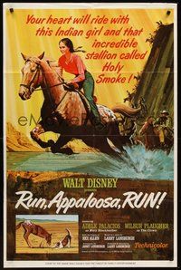 1w752 RUN, APPALOOSA, RUN 1sh '66 Walt Disney, Adele Palacios, cool horse racing art!