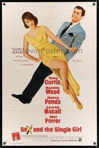 1w776 SEX & THE SINGLE GIRL 1sh '65 great full-length image of Tony Curtis & sexiest Natalie Wood!