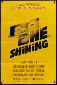 1w782 SHINING re-strike 1sh '80s Stephen King & Stanley Kubrick, Jack Nicholson, Saul Bass art!