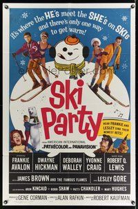 1w799 SKI PARTY 1sh '65 Frankie Avalon, Dwayne Hickman, where the he's meet the she's on skis!