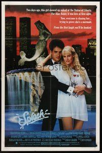 1w813 SPLASH 1sh '84 Tom Hanks loves mermaid Daryl Hannah in New York City under Twin Towers!
