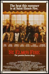 1w817 ST. ELMO'S FIRE 1sh '85 Rob Lowe, Demi Moore, Emilio Estevez, Ally Sheedy, Judd Nelson