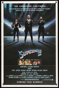 1w837 SUPERMAN II teaser 1sh '81 Christopher Reeve, Terence Stamp, cool image of bad guys!