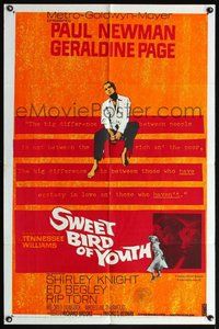 1w841 SWEET BIRD OF YOUTH 1sh '62 Paul Newman, Geraldine Page, from Tennessee Williams' play!